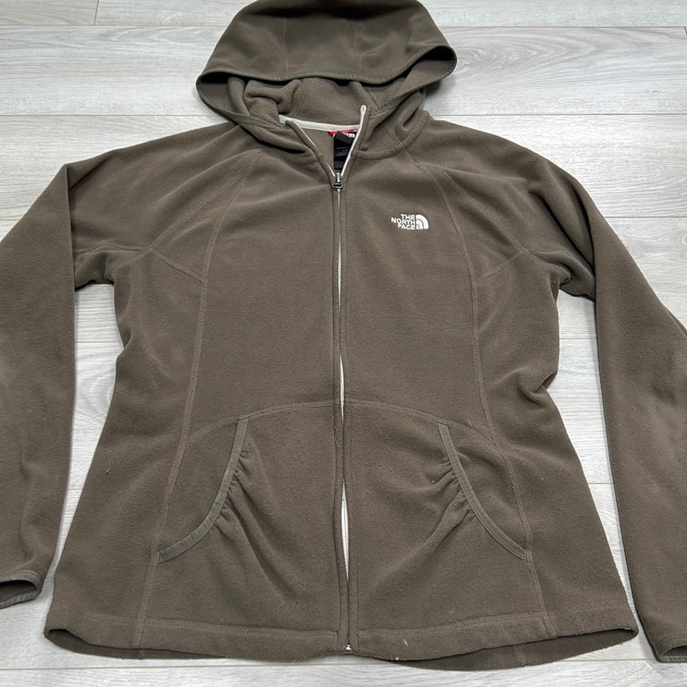 The North Face Hooded Fleece Zip up | Moss Green | Large